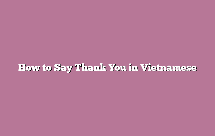 How to Say Thank You in Vietnamese
