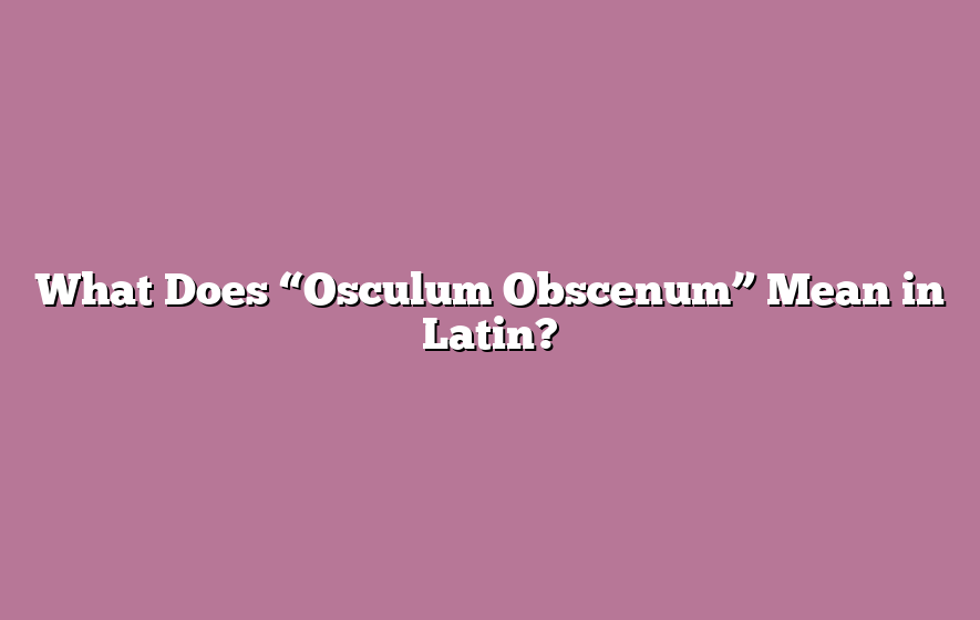 What Does “Osculum Obscenum” Mean in Latin?