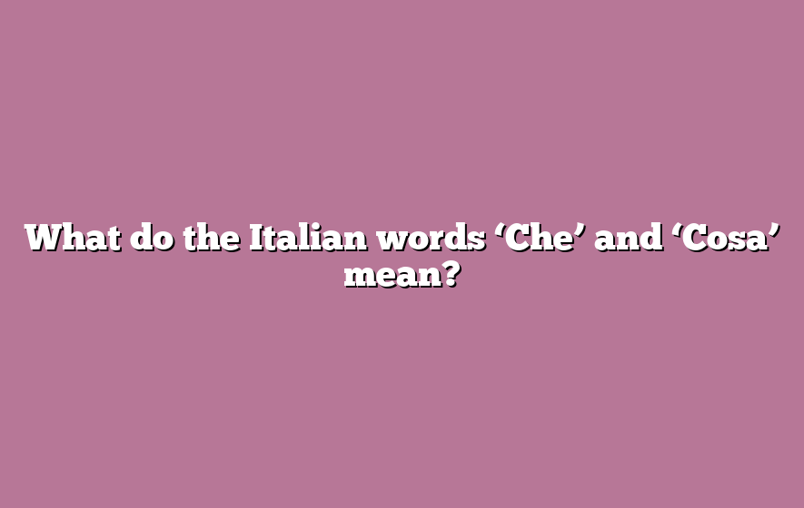 What do the Italian words ‘Che’ and ‘Cosa’ mean?