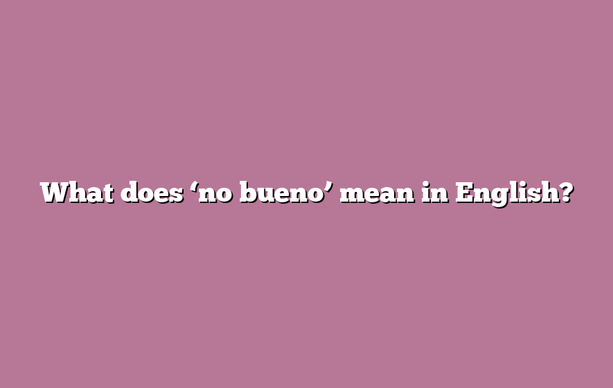 What does ‘no bueno’ mean in English?