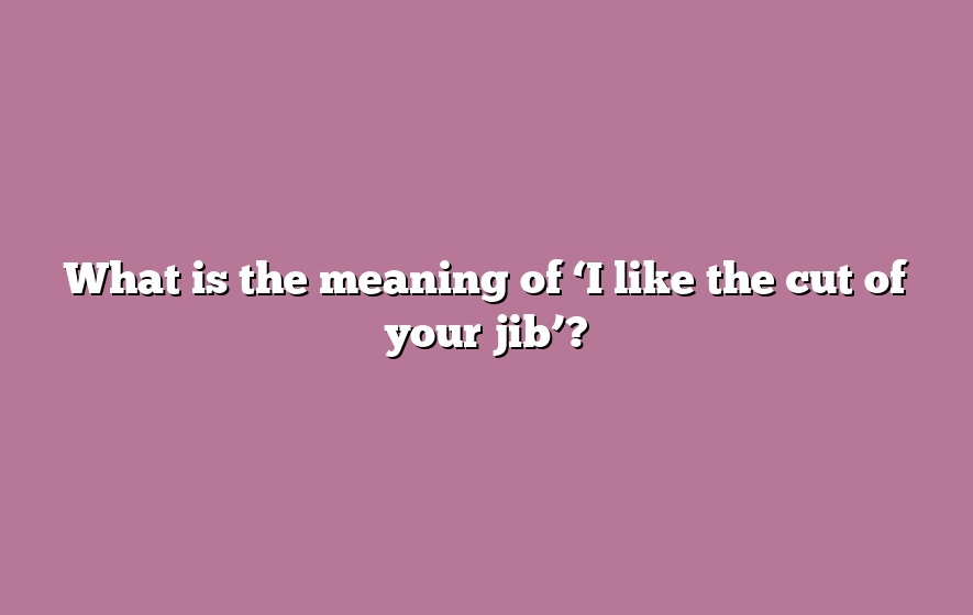 What is the meaning of ‘I like the cut of your jib’?